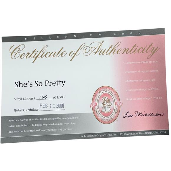 Lee Middleton 2000 Original Doll Model 00320 #146/1500-"She's So Pretty"-NEW! - Picture 9 of 11